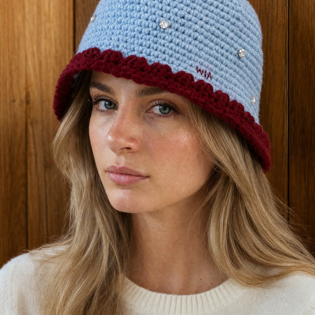Gem Bucket Hat in Baby Blue