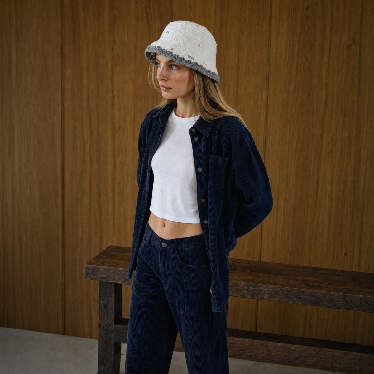 Gem Bucket Hat in White