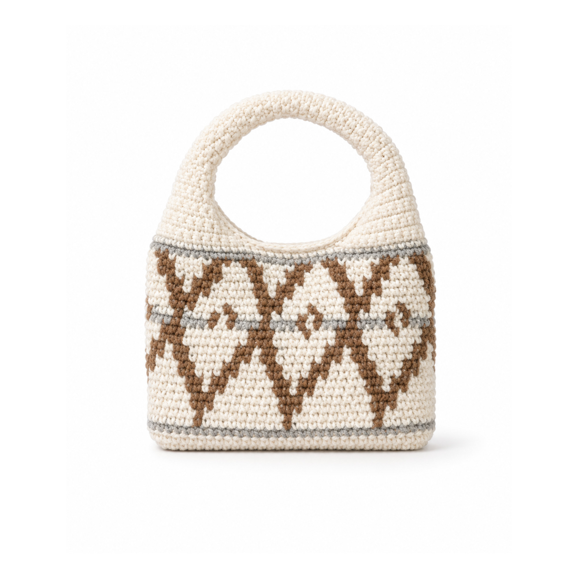 White Small Wool Hobo Bag
