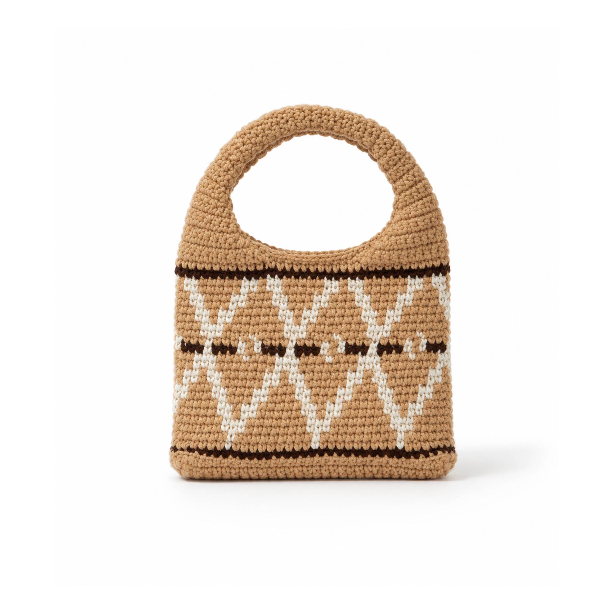 Beige Small Wool Hobo Bag