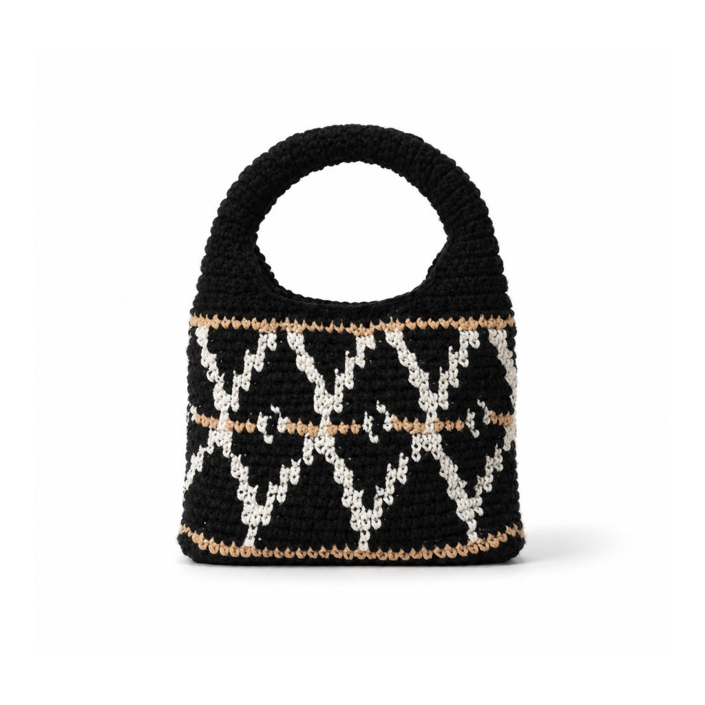 Black Small Wool Hobo Bag