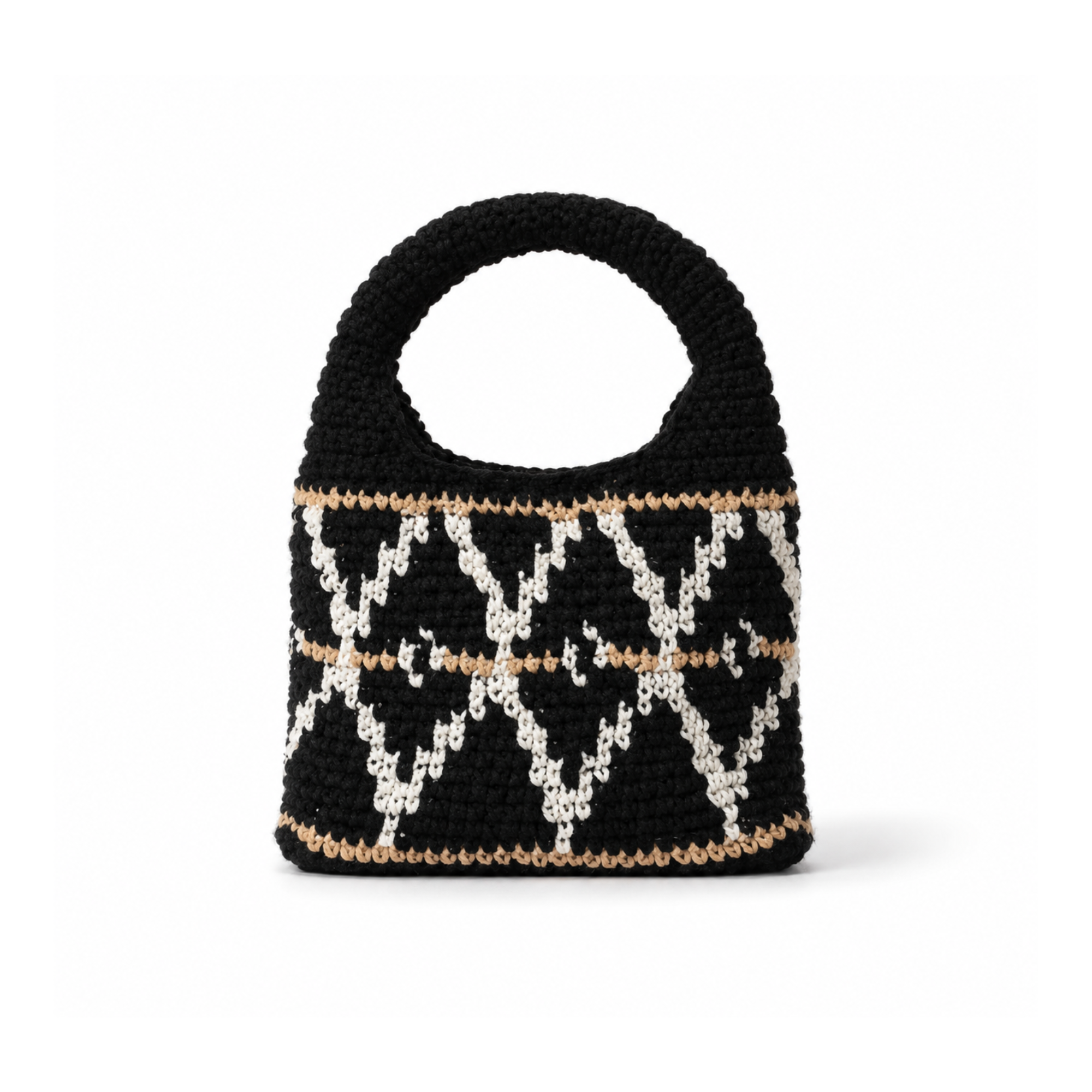 Black Small Wool Hobo Bag