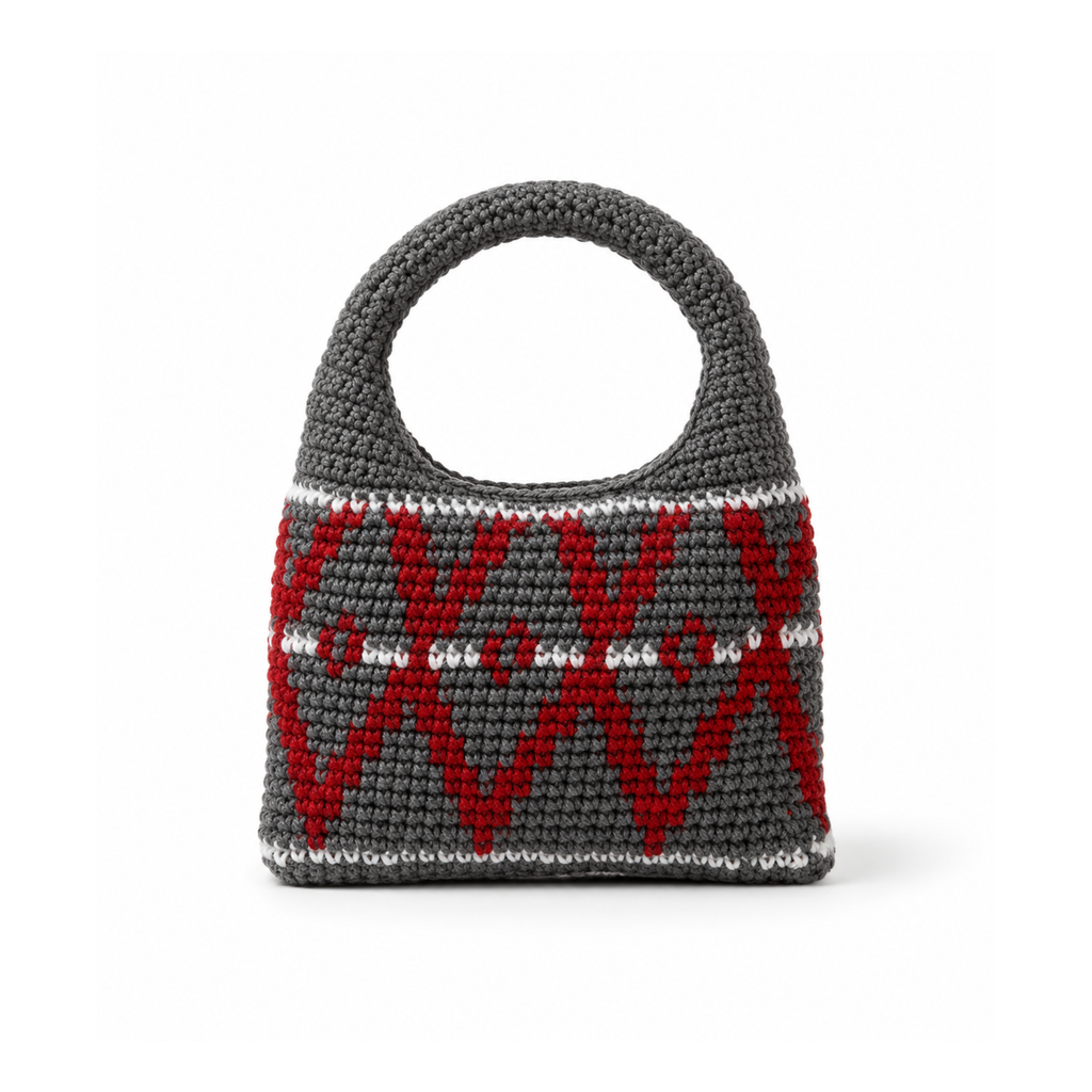 Grey Small Wool Hobo Bag