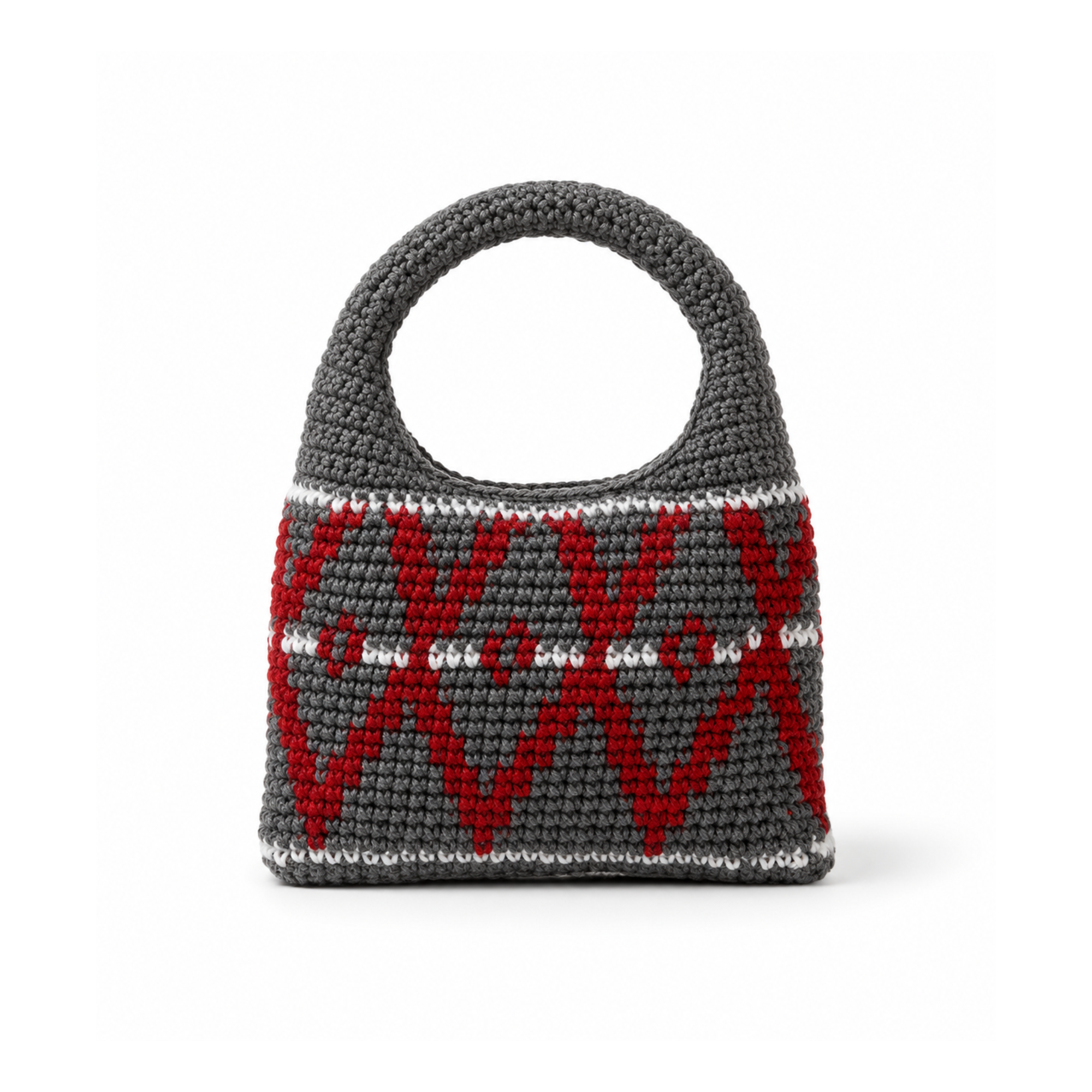 Grey Small Wool Hobo Bag