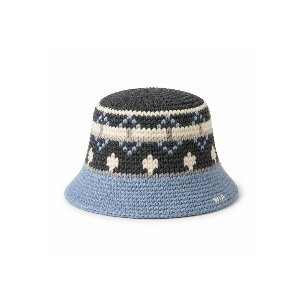 Baby Blue and Grey Wool Bucket Hat