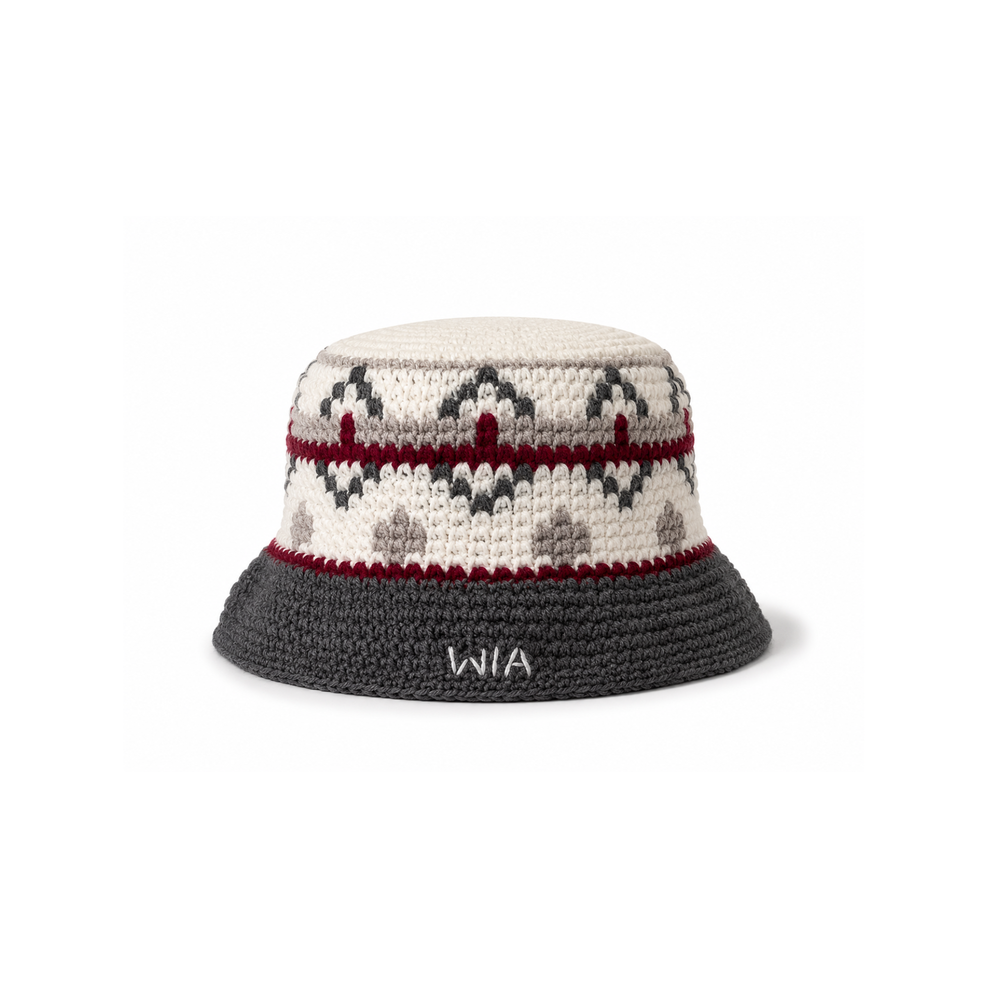 Dark Red & Grey Wool Bucket Hat