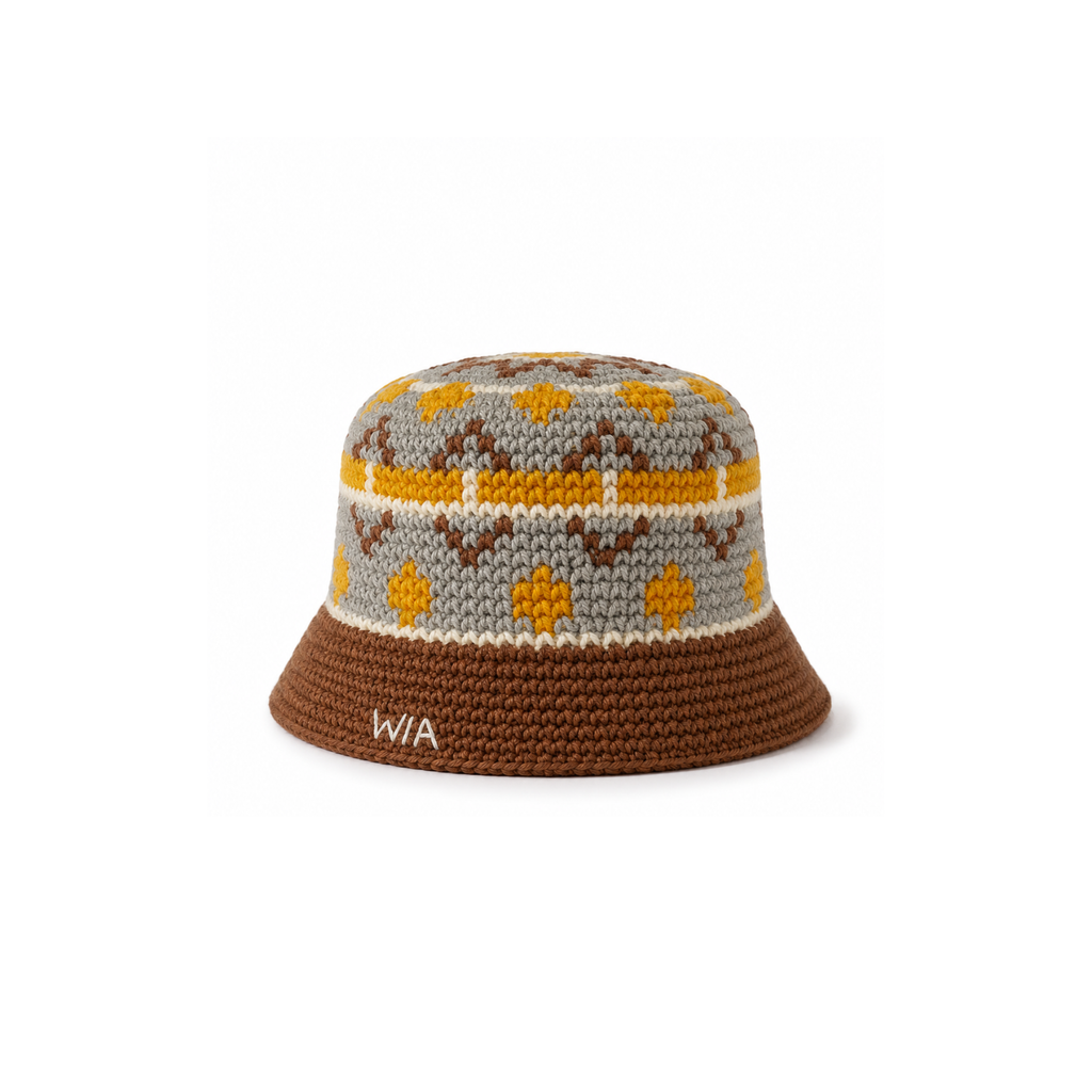 Yellow & Brown Wool Bucket Hat