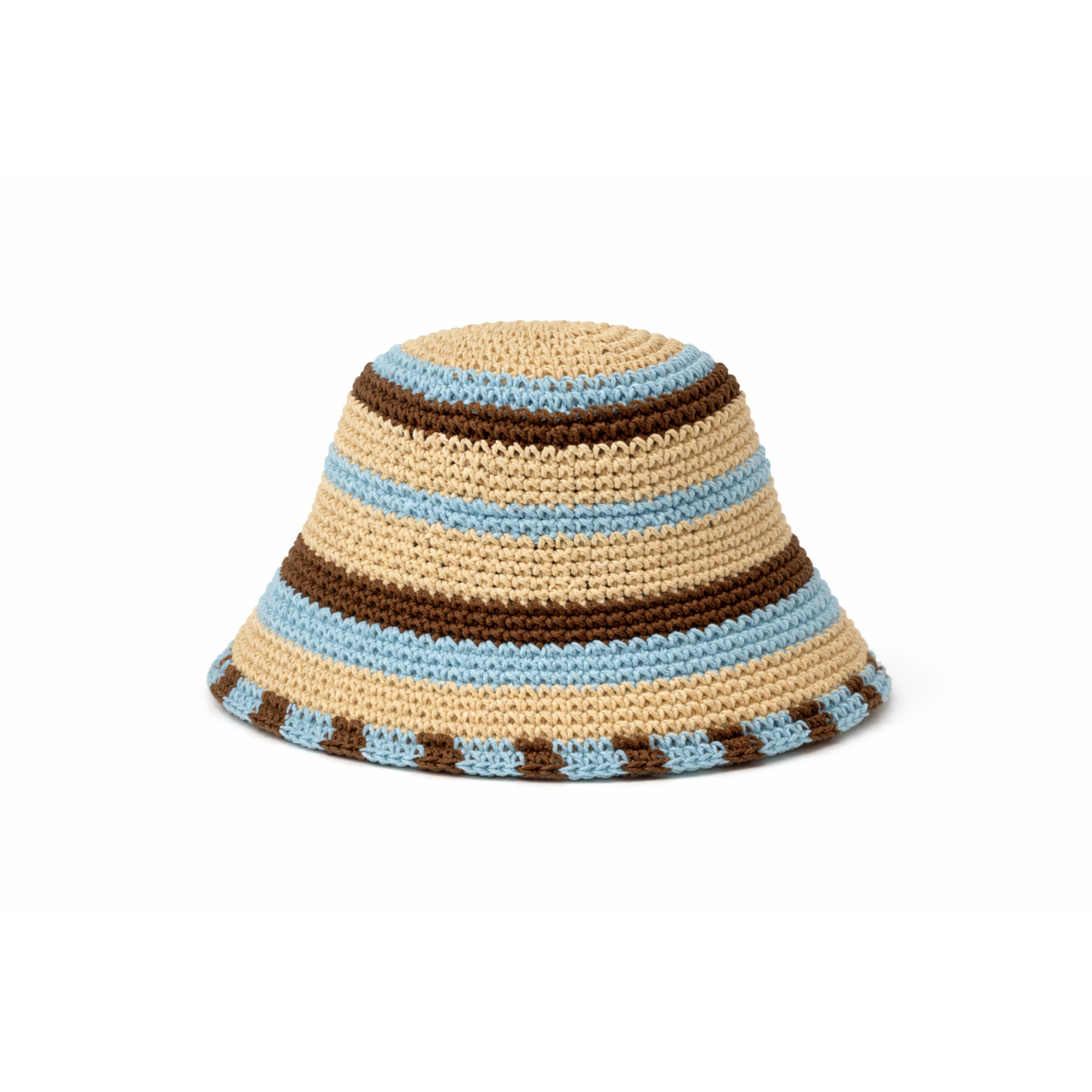Striped Bucket Hat in Blue & Brown