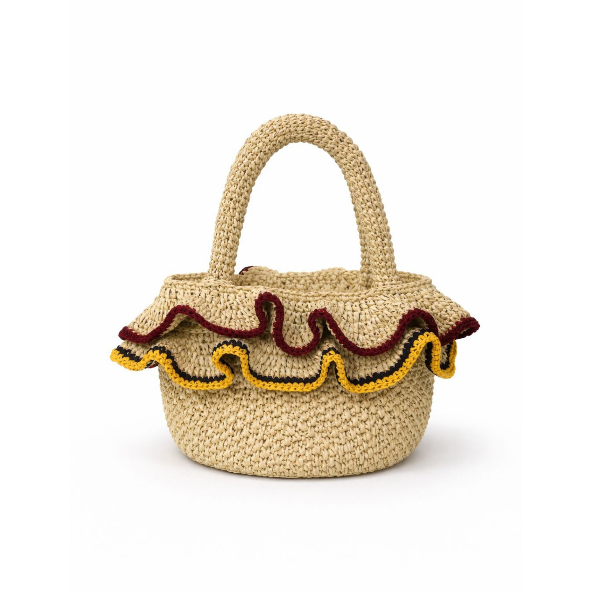 Ruffle Basket Bag in Yellow