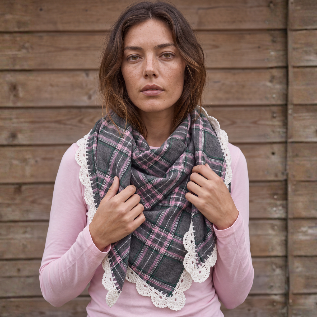 Large Ekosè Shawl Pink