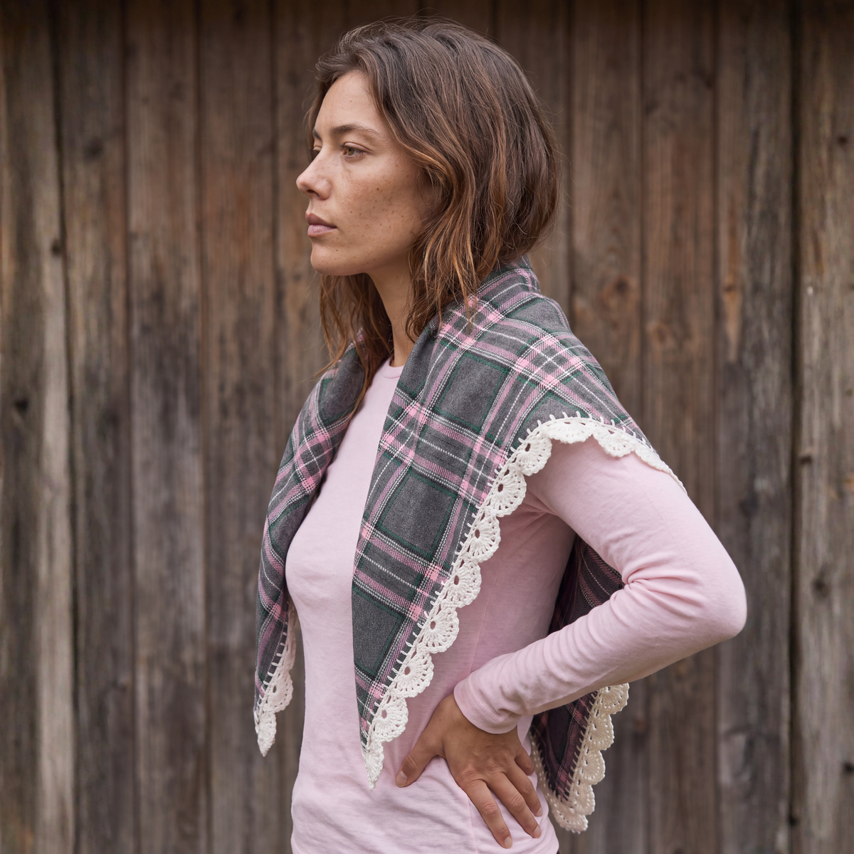 Large Ekosè Shawl Pink