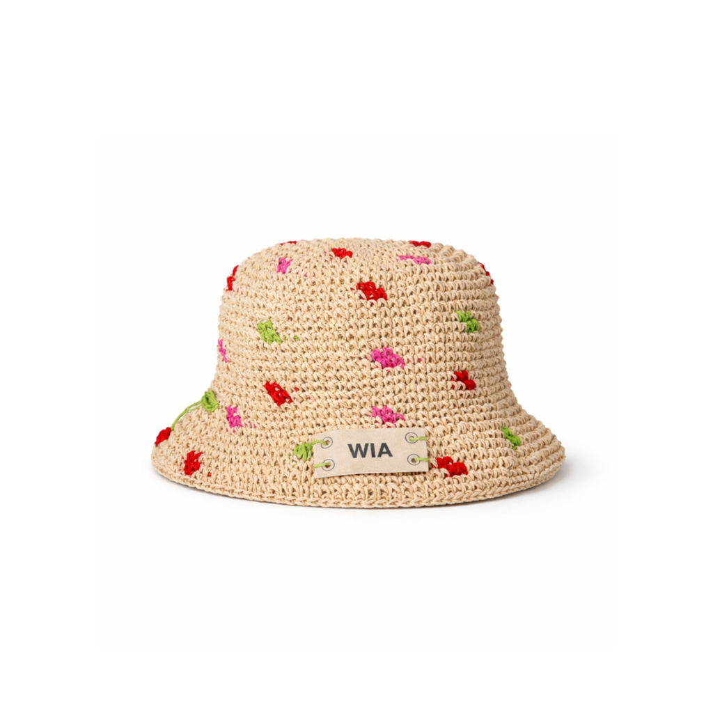 Cherry Straw Bucket Hat