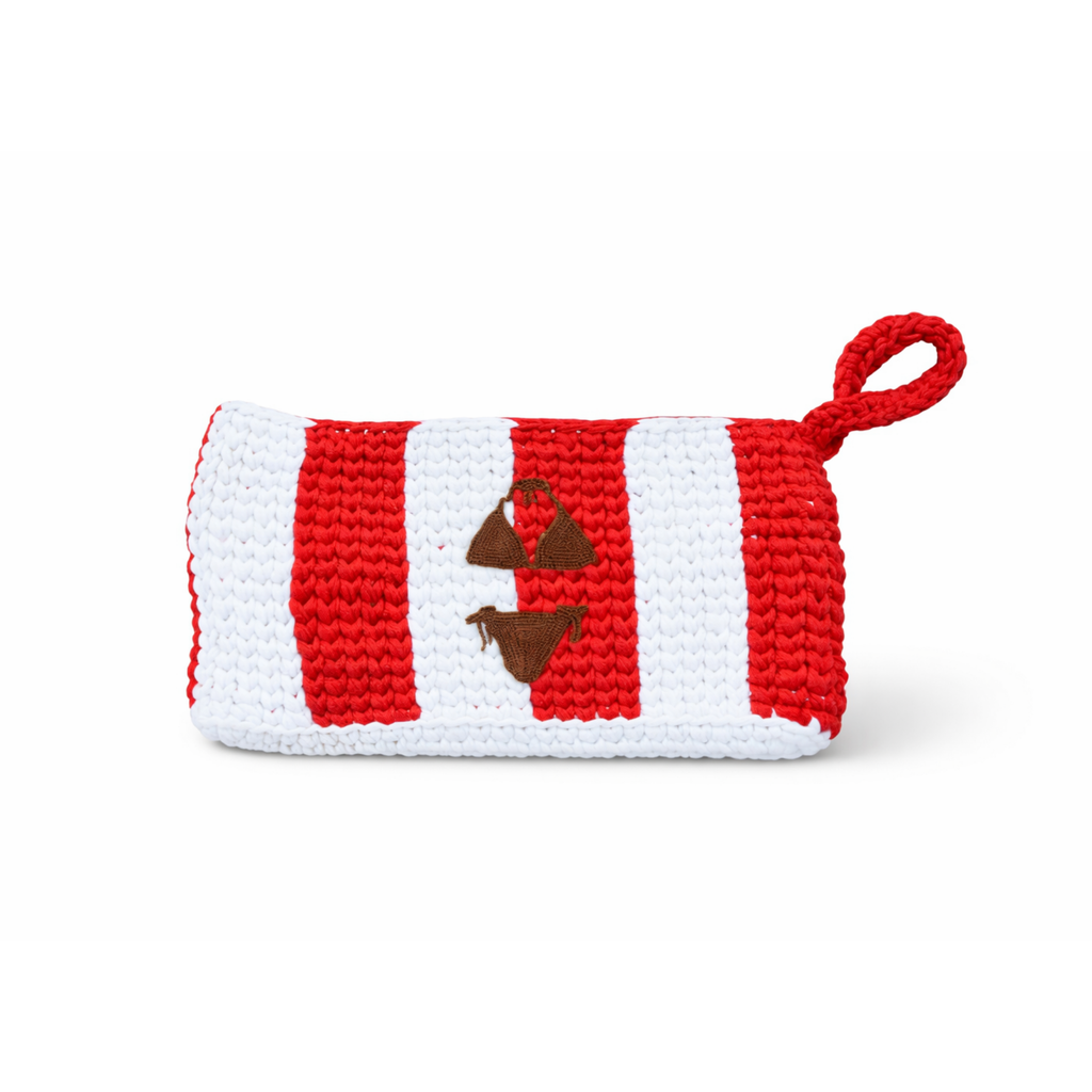 Striped Bikini Clutch Red