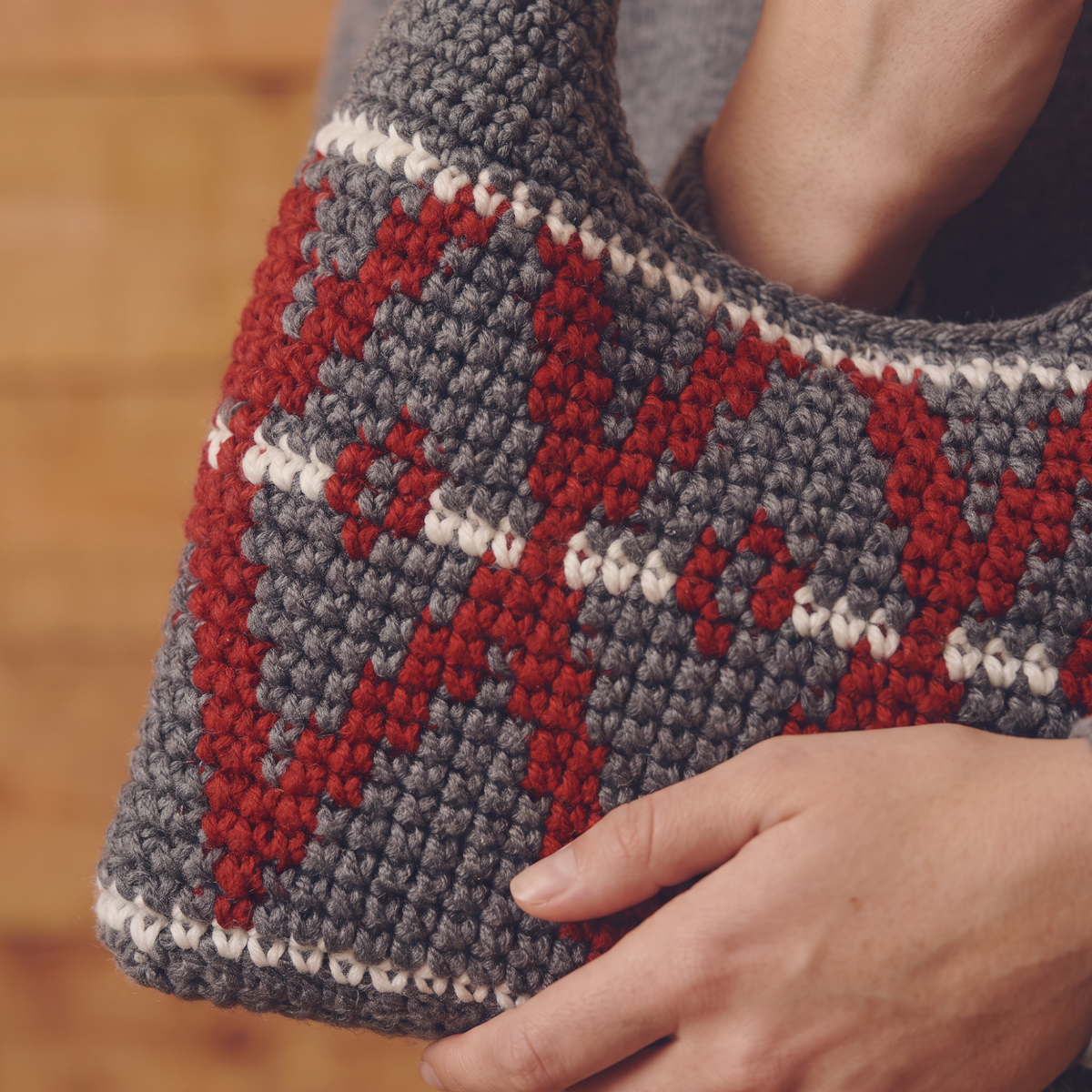 Grey Small Wool Hobo Bag