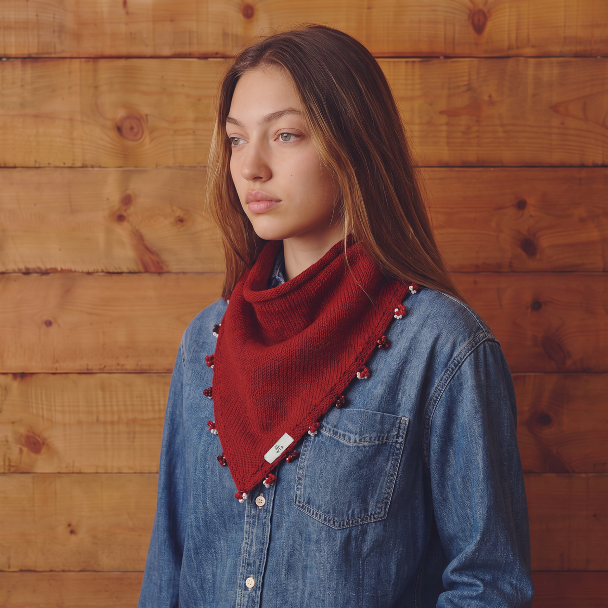 Red Small Embroidered Bandana