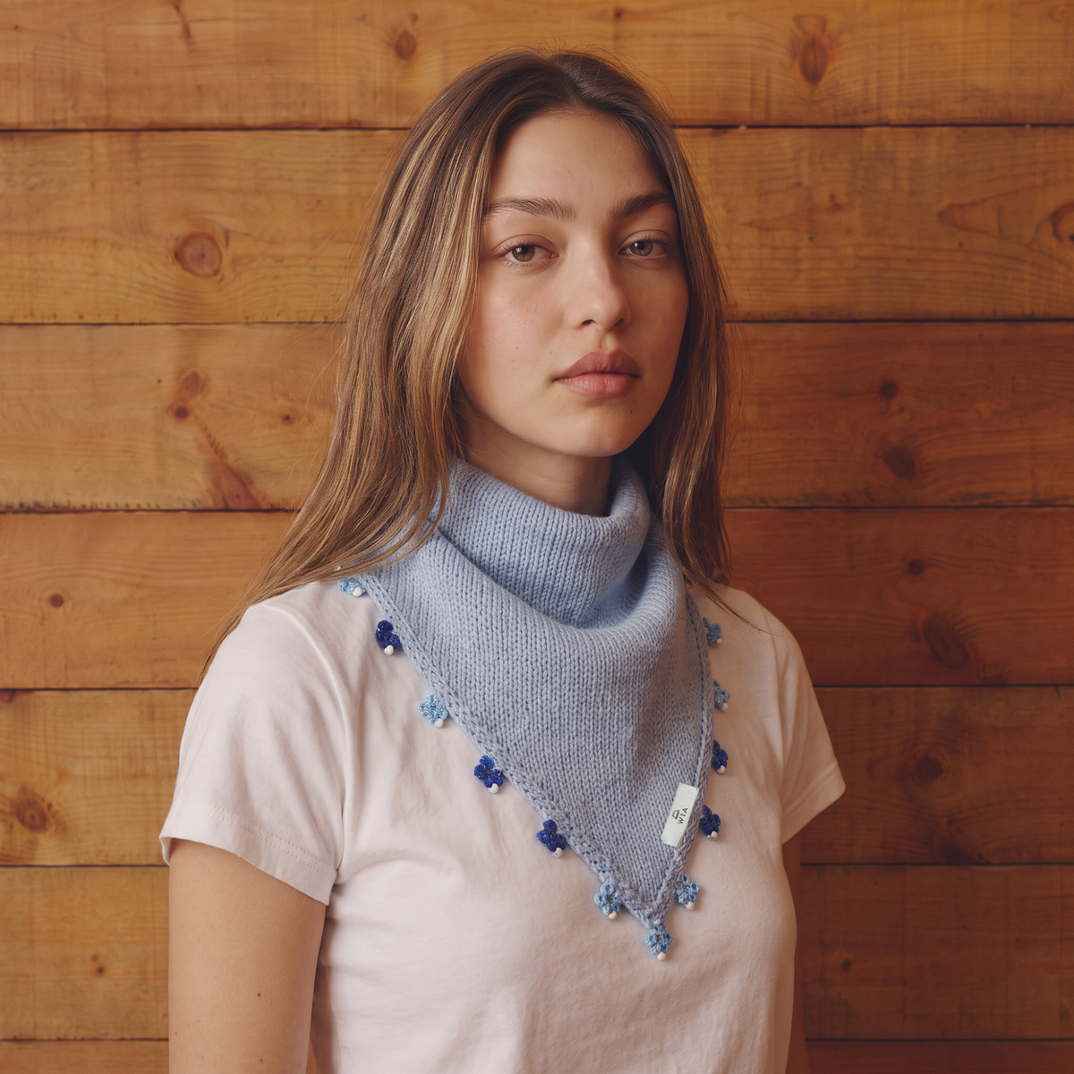 Baby Blue Small Embroidered Bandana