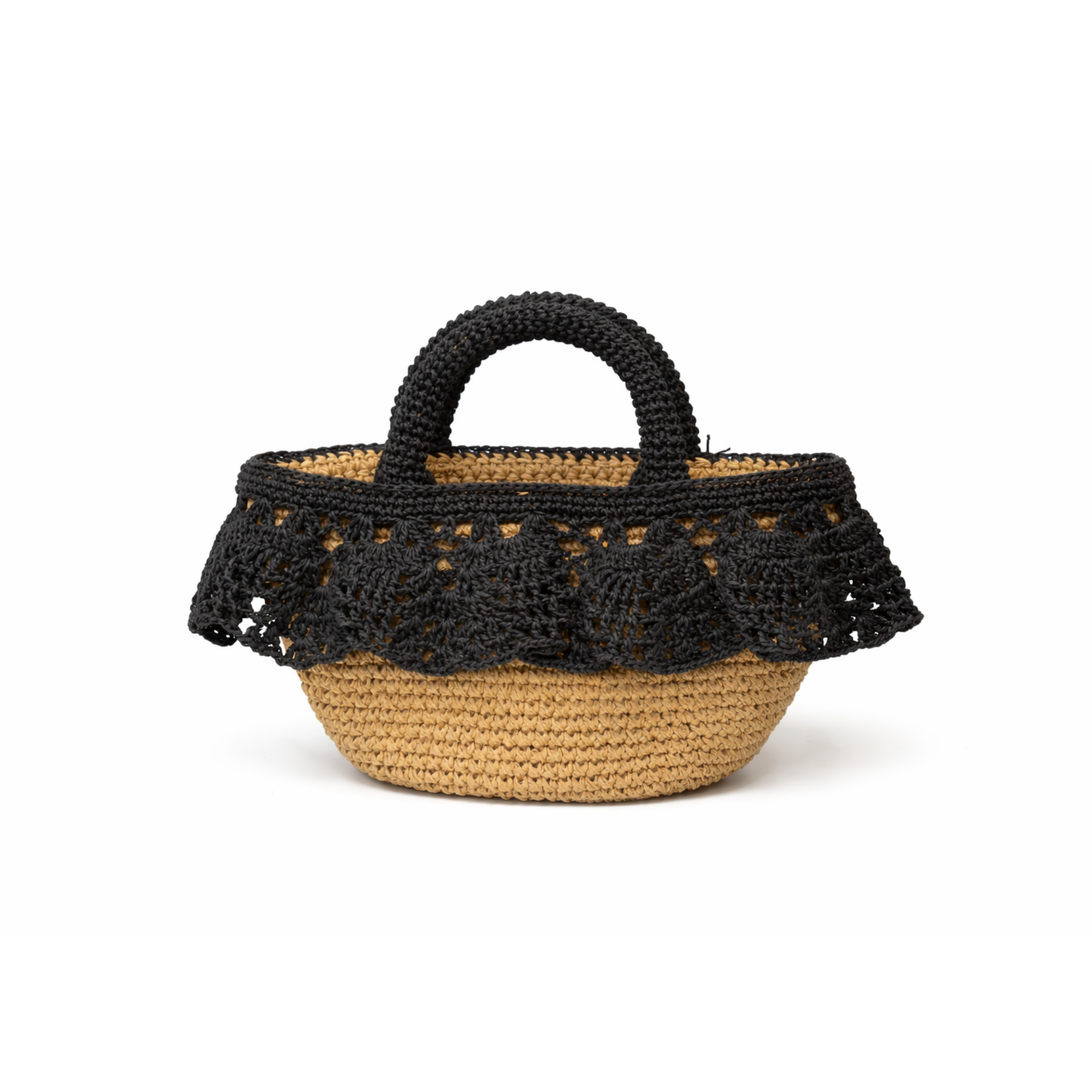 Lace Basket Bag in Black