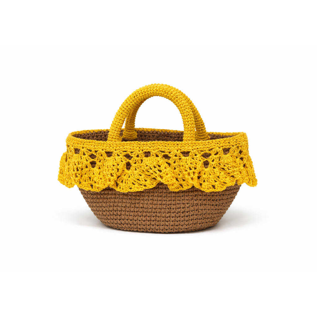 Lace Basket Bag in Yellow