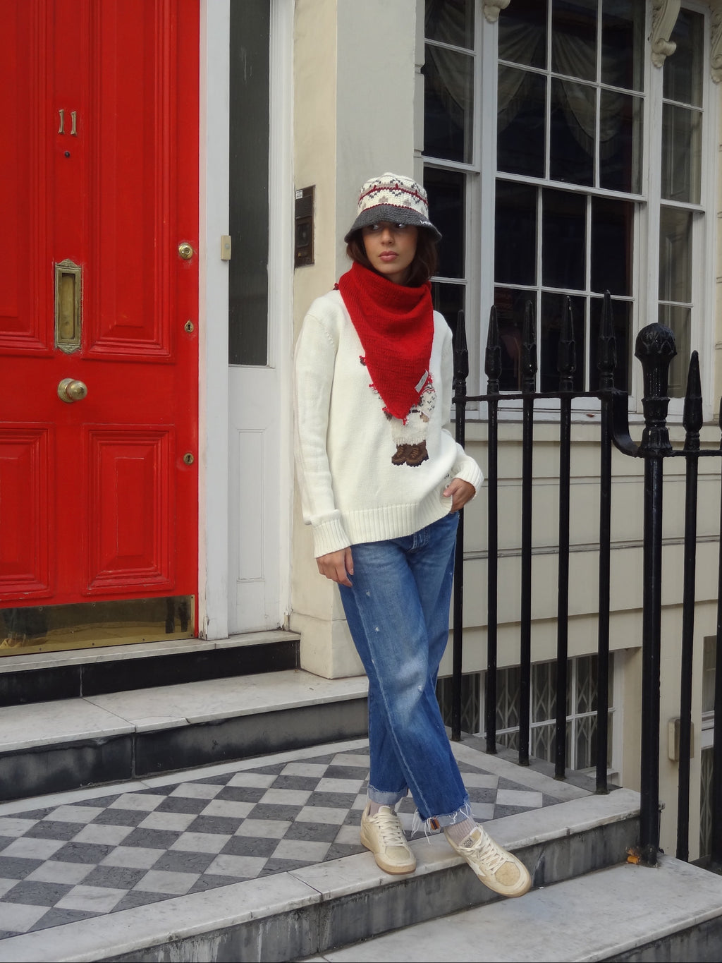 Red Small Embroidered Bandana