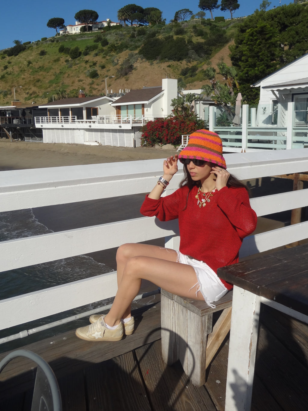 Striped Bucket Hat in Pink & Orange
