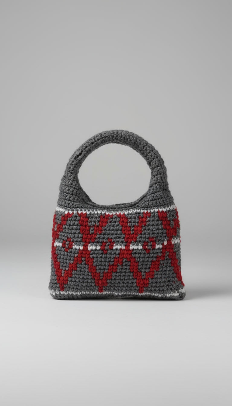 Grey Small Wool Hobo Bag
