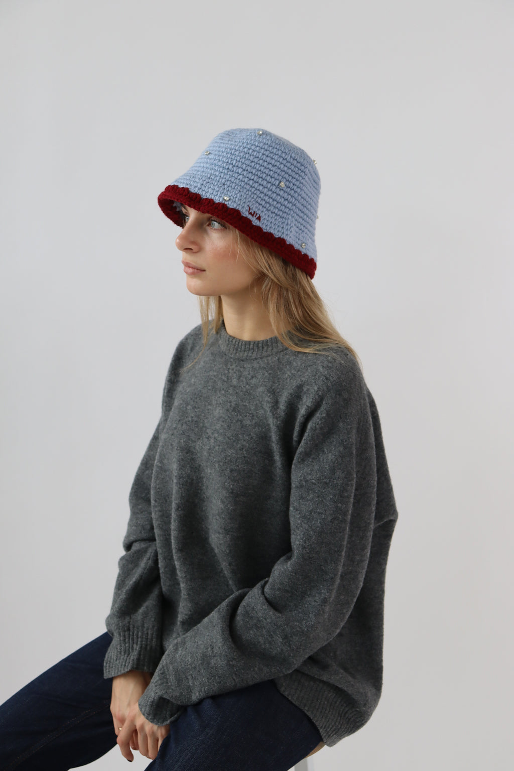 Gem Bucket Hat in Baby Blue