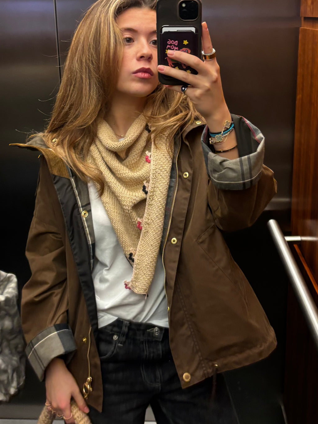 Beige Small Embroidered Bandana