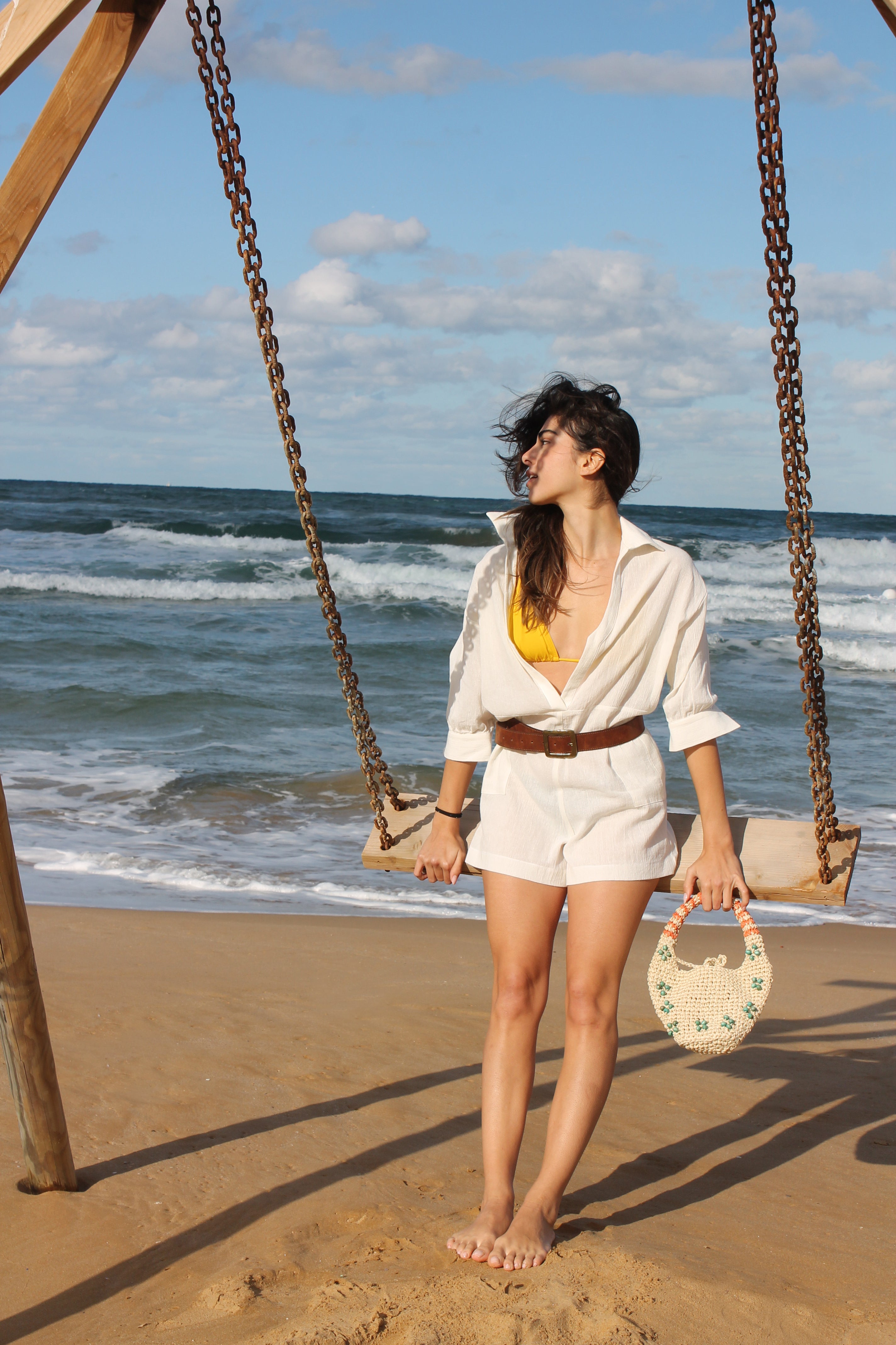 Beaded Boho Bag Natural