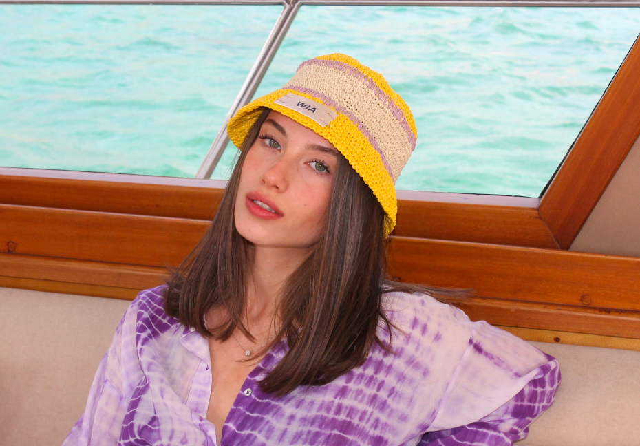 Straw Bucket Hat in Yellow