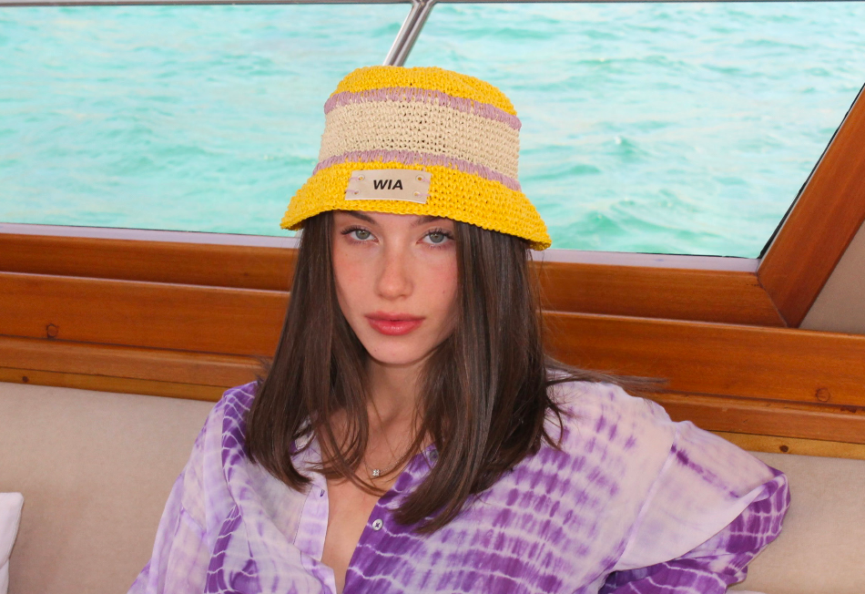 Straw Bucket Hat in Yellow