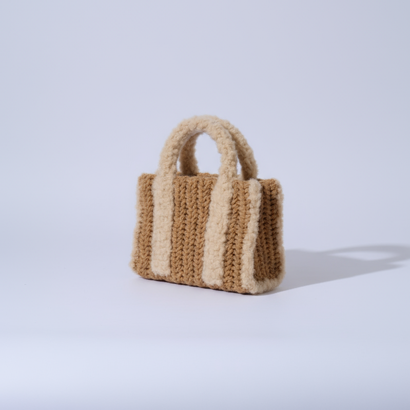 Beige Teddy Mini Tote Bag