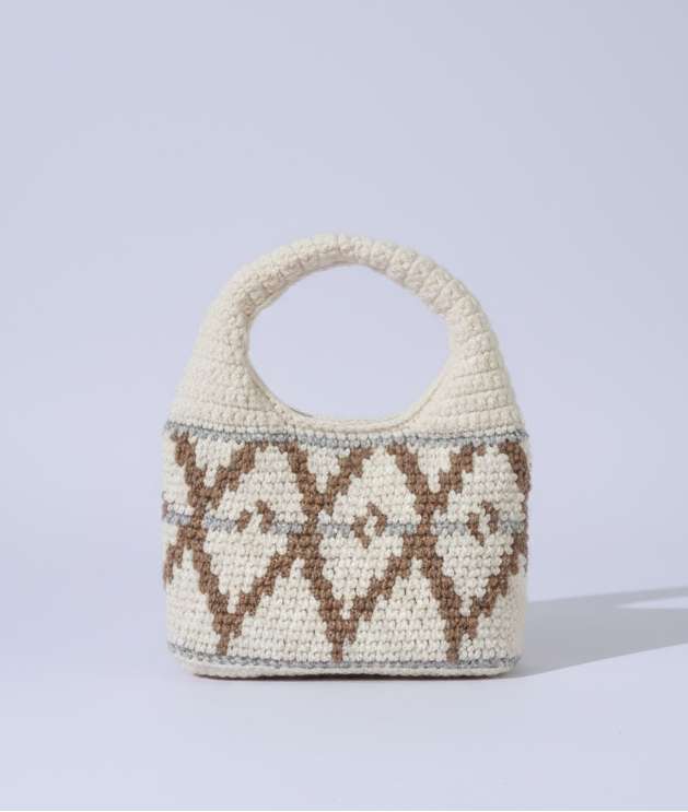White Small Wool Hobo Bag