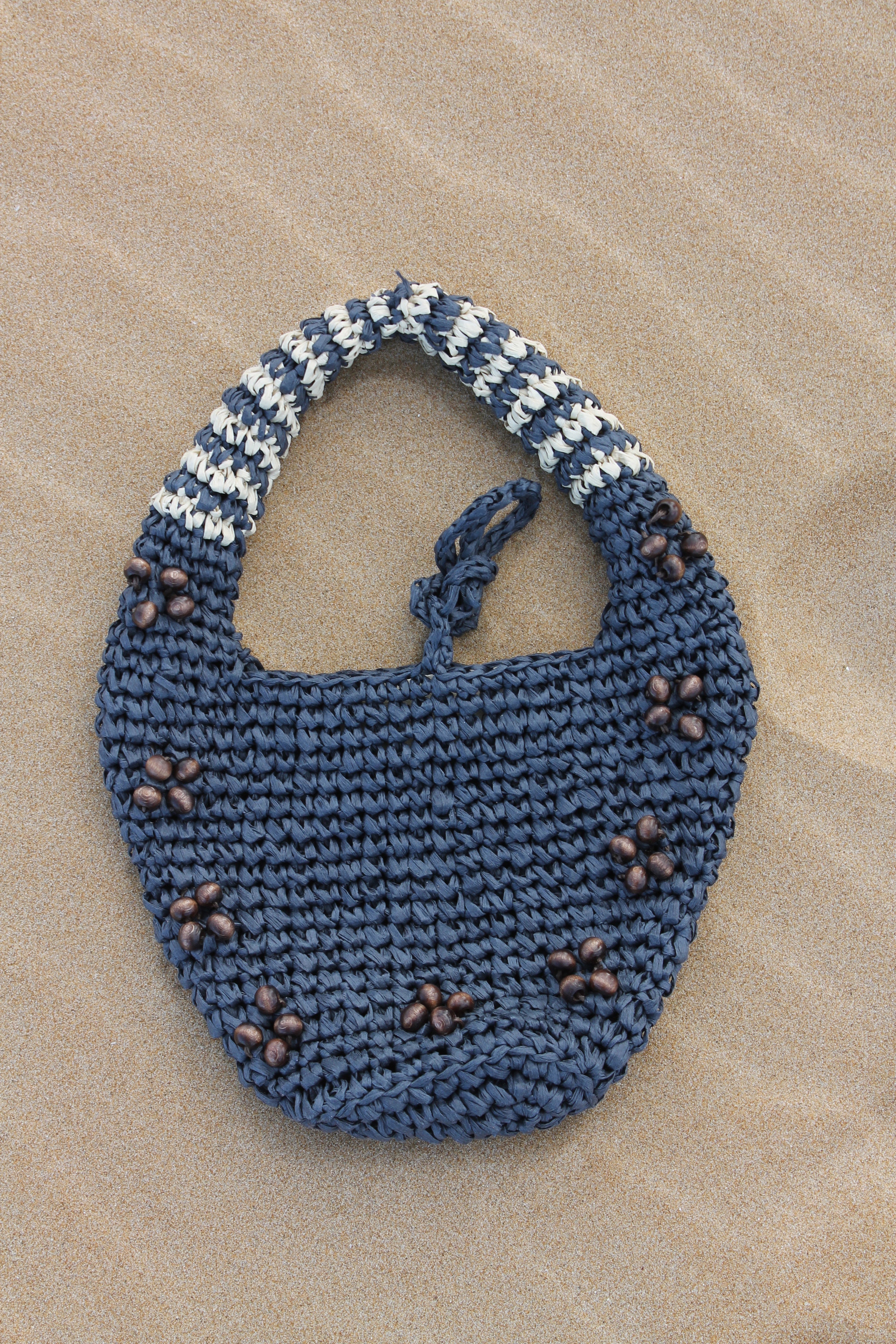 Beaded Boho Bag Navy