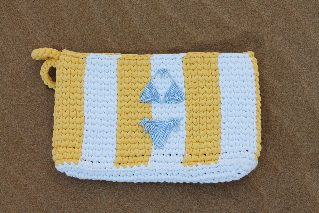 Striped Bikini Clutch Yellow