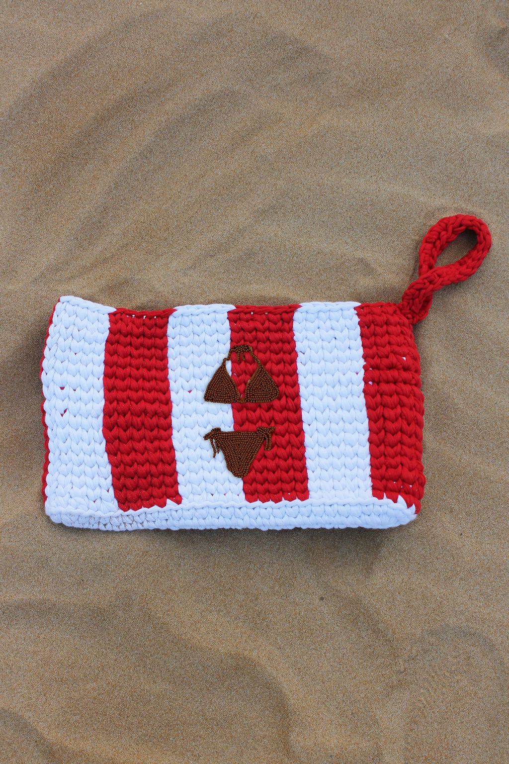 Striped Bikini Clutch Red