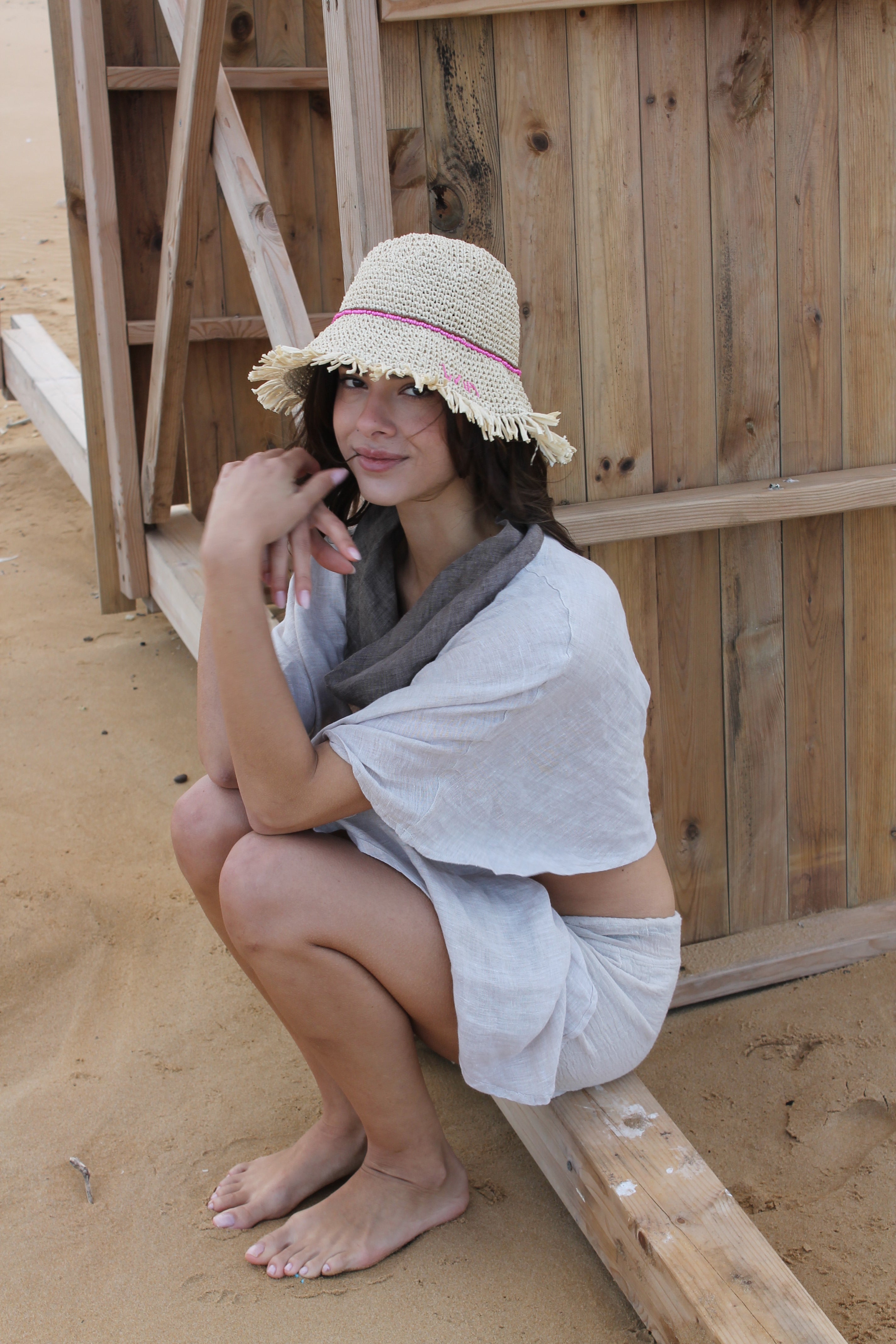 Fringe Bucket Hat Natural